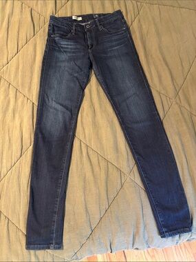AG Dark Blue Women's The Farrah High-Rise Skinny Jeans - Size 28R